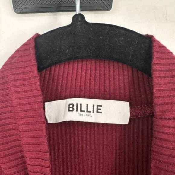 Billie the Label Estelle Turtleneck Ribbed Midi Dress Bordeaux Red Medium - Picture 4 of 12